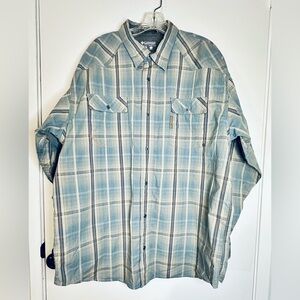 COLUMBIA Sportswear Blue Plaid Western‎ Rodeo Work Button Down Shirt Men's Sz XL